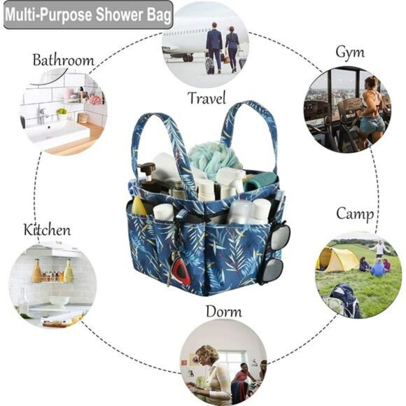 Large Mesh Shower Caddy Bag Bathroom Tote Organizer with Pockets for Dorm Gym - Picture 5 of 8